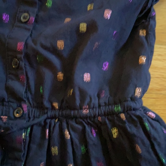 Navy Sparkle Dot Shirt Dress - Picture 3 of 8